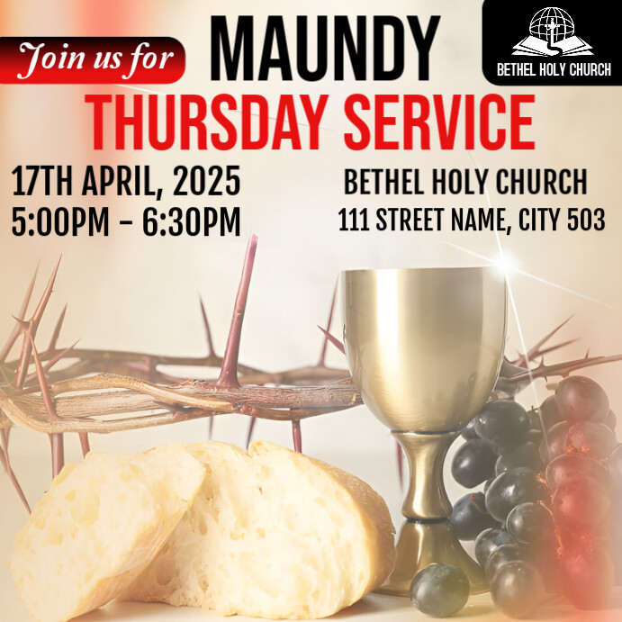 Maximalist Maundy Thursday Service Instagram Post Template | PosterMyWall
