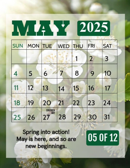 Maximalist May Calendar 2025 Flyer (us Letter) template