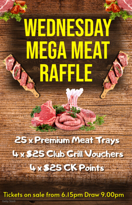 Meat Hamper Raffle Maximalist Meat Raffle Flyer Tabloid Template | PosterMyWall