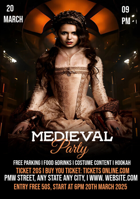 Maximalist Medieval Party Flyer  A4 template