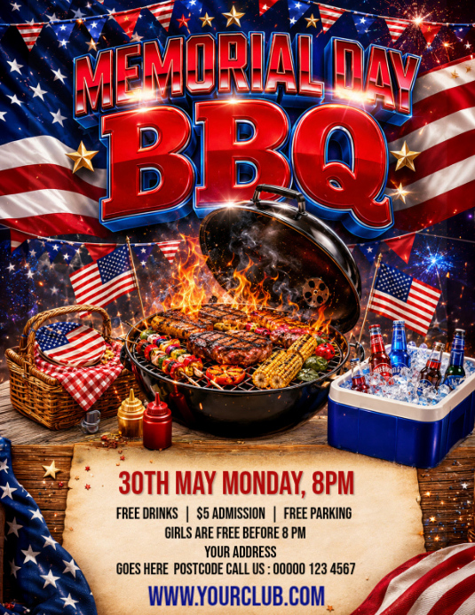 Memorial Day Bbq Flyers Template | PosterMyWall