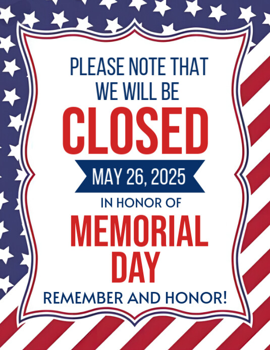Maximalist Memorial Day Closed Ads Flyer (us Letter) Template ...