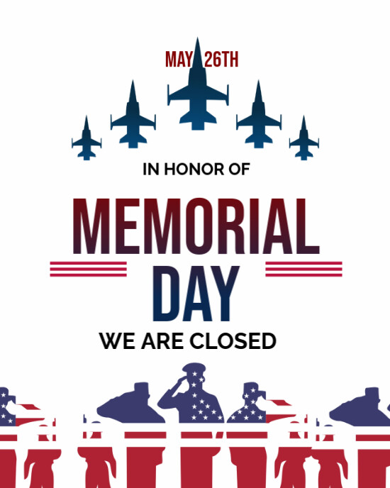 Maximalist Memorial Day Closed Business Sign  Instagram Portrait template