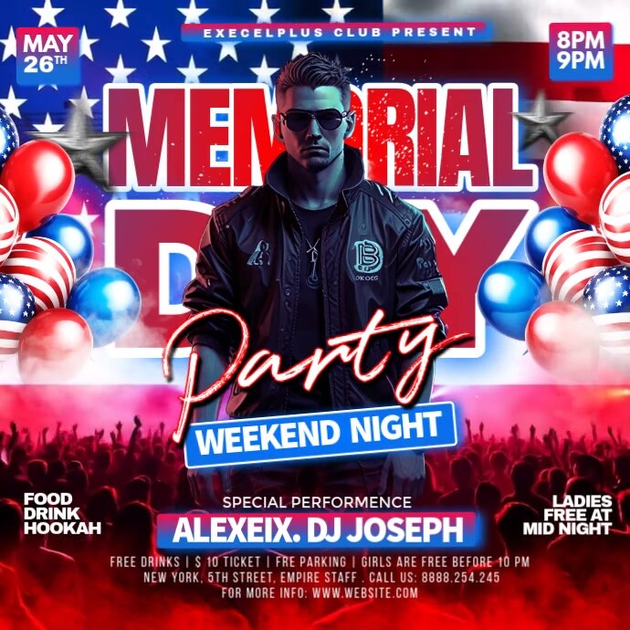 Maximalist Memorial Day Party Night Square (1:1) template