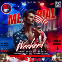Maximalist Memorial Day Party Square Video Cuadrado (1:1) template