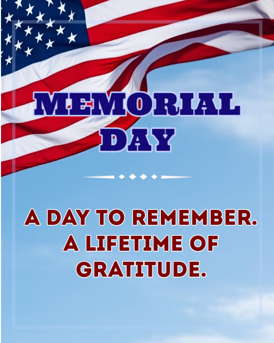 Maximalist Memorial Day Poster Banner Flyer Honor And Remember Quotes Wishes Facebook Instagram Port template