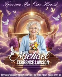Maximalist Memorial Funeral Announcement Flyer, Funeral Instagram Portrait template