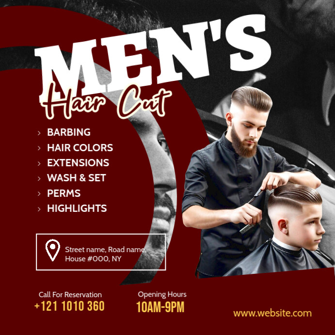 Maximalist Men's Hair Salon Ad Instagram Post template