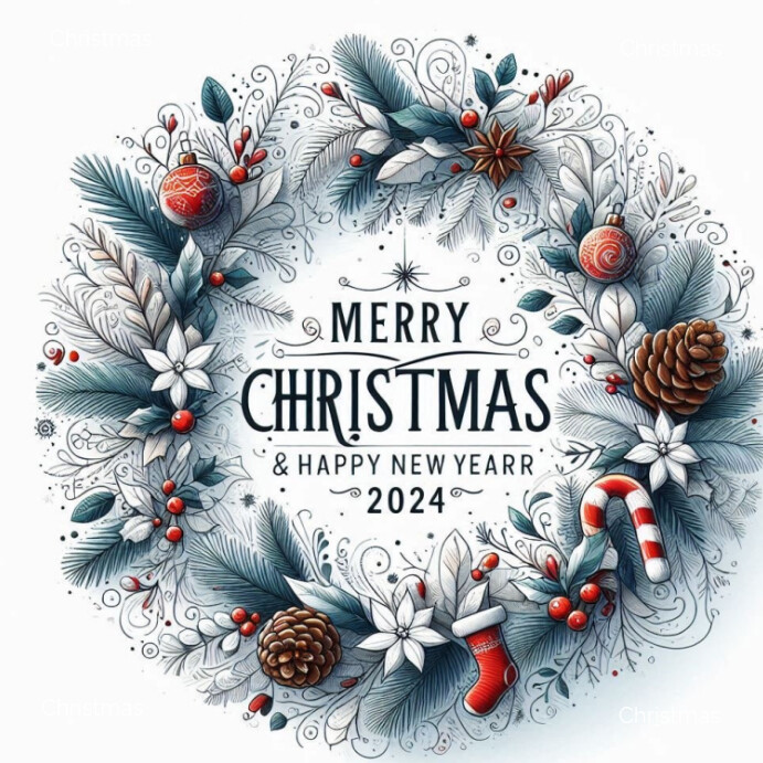 Maximalist Merry Christmas And Happy New Year Instagram Post Template ...