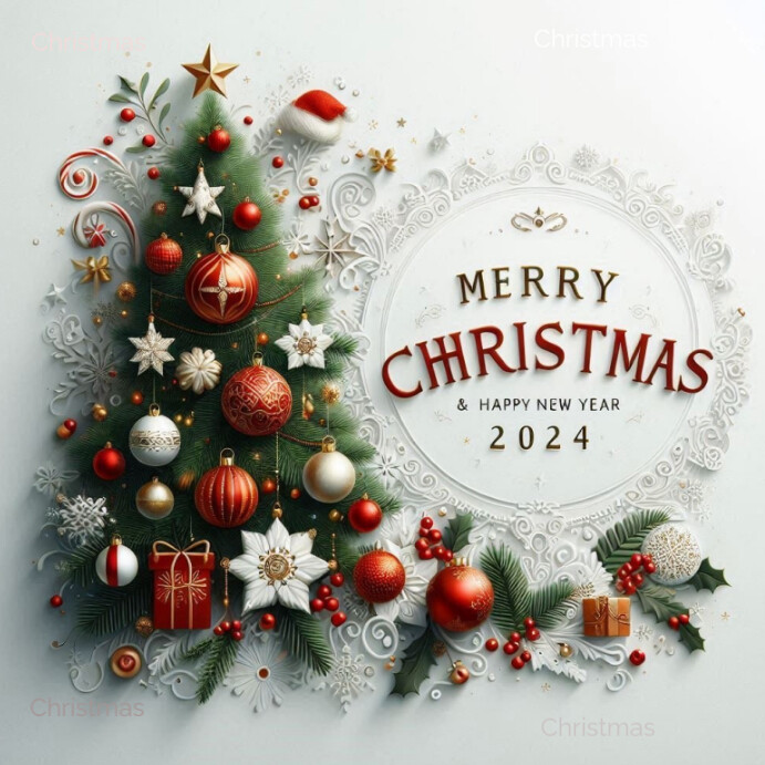 Maximalist Merry Christmas And Happy New Year Instagram Post เทมเพลต ...