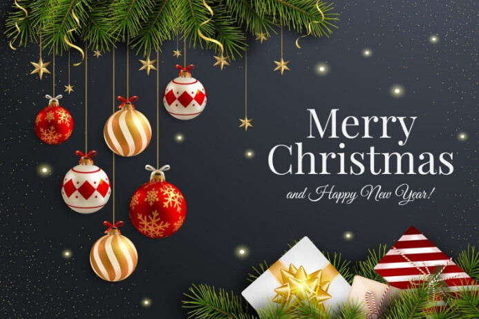 Maximalist Merry Christmas And Happy New Year Poster Template ...