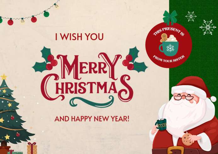 Plantilla de Maximalist Merry Christmas And Happy New Year Postcard ...