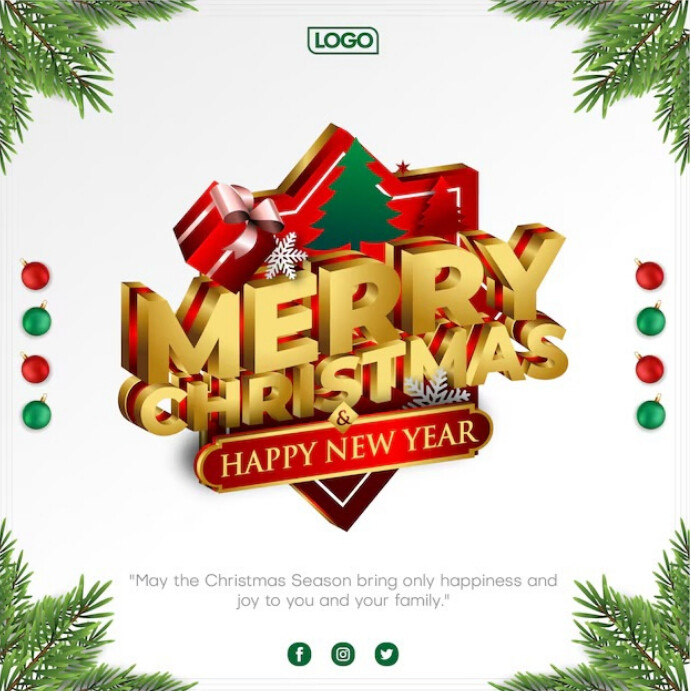 Maximalist Merry Christmas And Happy New Year Instagram Post Template ...