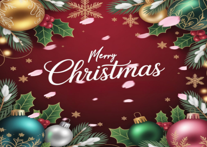 Maximalist Merry Christmas Card Template With Bell Decorations Postcard ...
