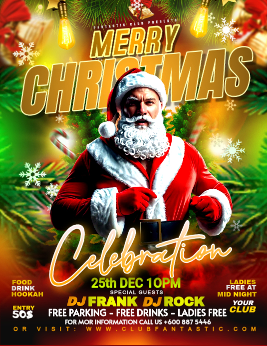 Maximalist Merry Christmas Celebration Party Flyer (us Letter) Template ...