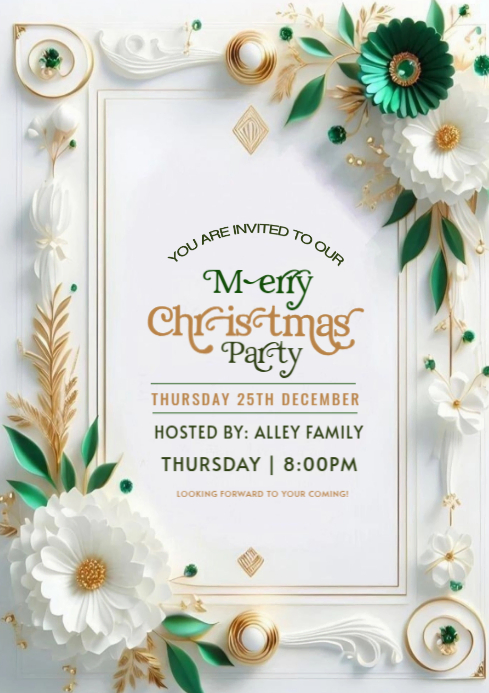 Maximalist merry christmas dinner party a4 Template | PosterMyWall