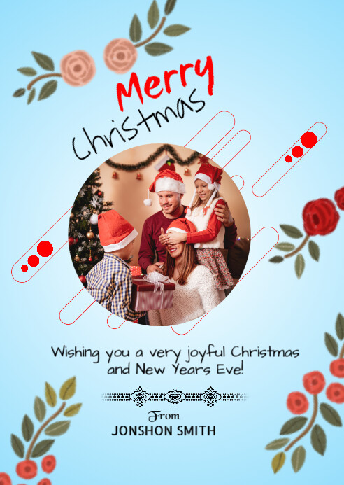 Maximalist Merry Christmas Family Card A6 Template | PosterMyWall