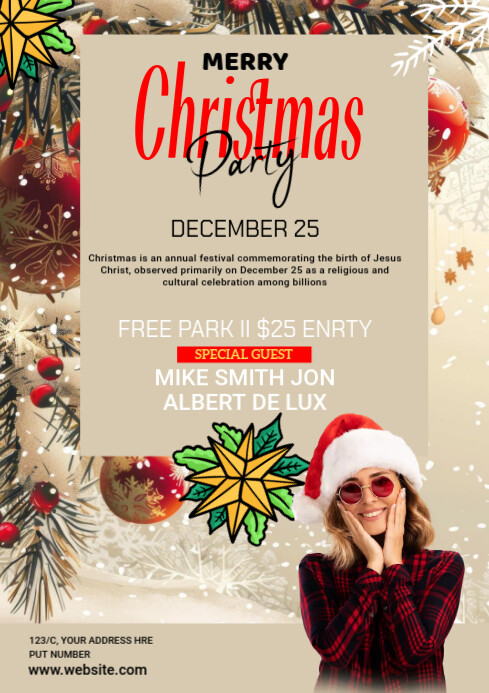 Maximalist Merry Christmas Flyer Template A3 | PosterMyWall