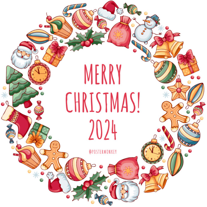 Maximalist Merry Christmas Instagram Post Template | PosterMyWall