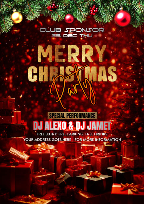 Maximalist Merry Christmas Party A4 Template | PosterMyWall