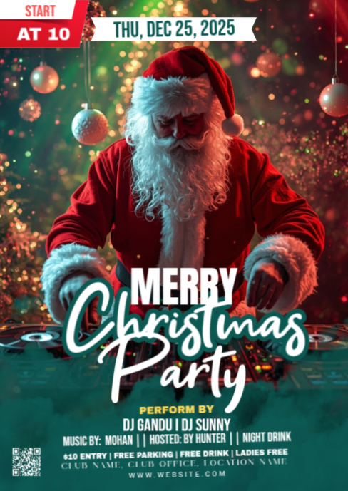 Maximalist Merry Christmas Party Flyer A6 Template | PosterMyWall