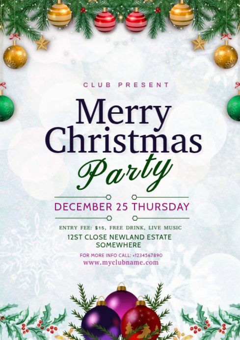 Plantilla de Maximalist Merry Christmas Party Invitation A4 | PosterMyWall