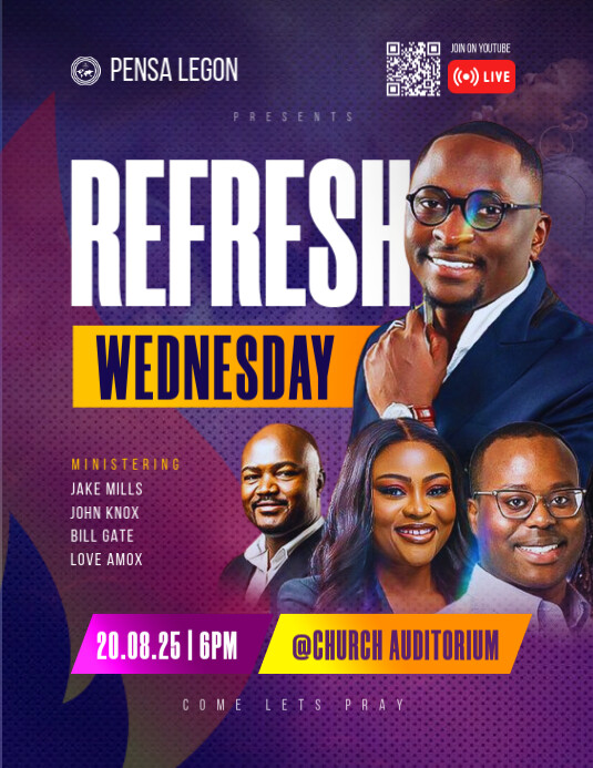 Maximalist Midweek Refresh Church Service Editable Flyer (us Letter) template