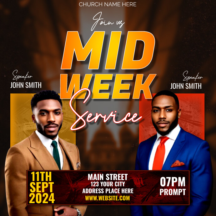 Maximalist Midweek Service Instagram Post template