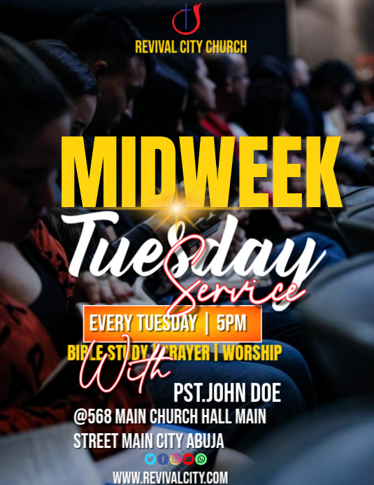 Plantilla de Maximalist Midweek Tuesday Service Flyer (us Letter ...