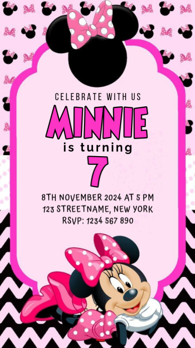 Maximalist Minnie Mouse Kids Birthday Digital Display (9:16) template