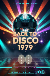 สีดำ Disco Event Poster Template