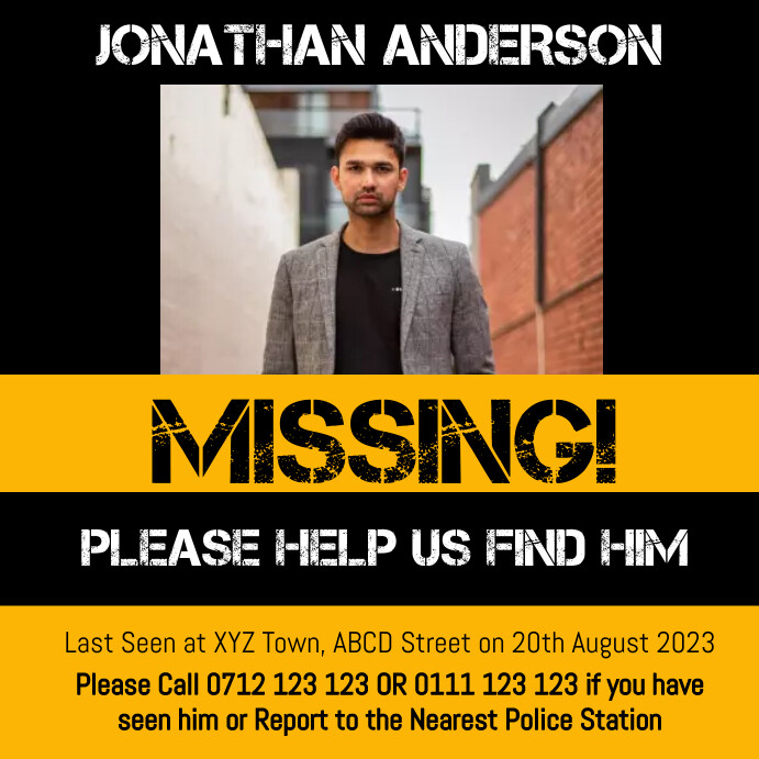 Missing Front Me 583+ Free Missing Person Poster Templates | PosterMyWall