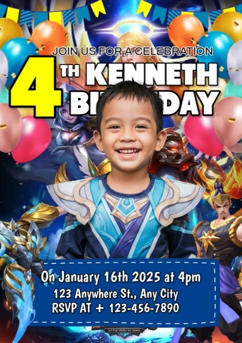 Maximalist Mobile Legends Birthday Invitation A4 template
