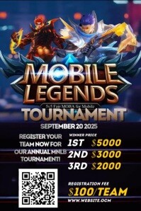 黑色 Mobile Legends Tournament Poster Template
