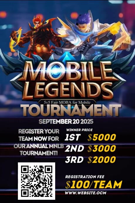 Maximalist Mobile Legends Tournament  Poster template