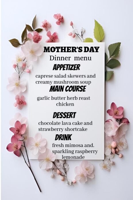 Maximalist Mother's Day Dinner Menu  Pinterest Graphic Ihluzo le-Pinterest template