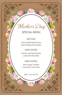 Maximalist Mother's Day Restaurant Menu Card Tabloid Tabloïd template