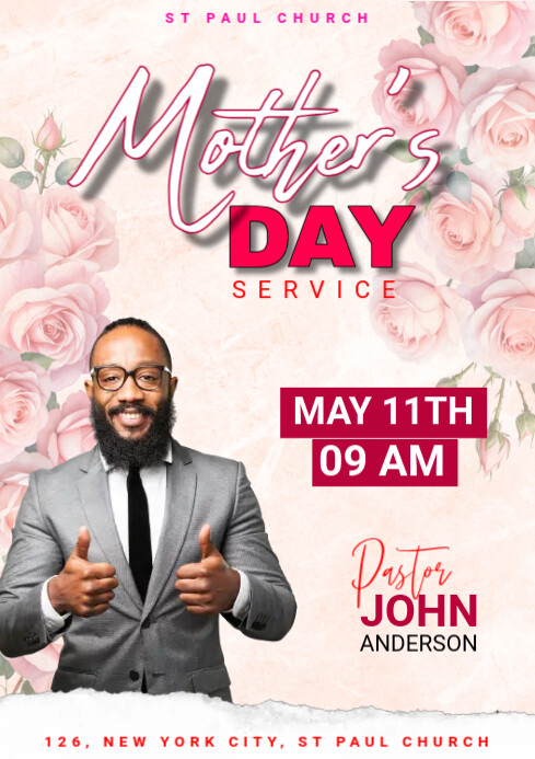 Maximalist Mother's Day Church Service A4 template