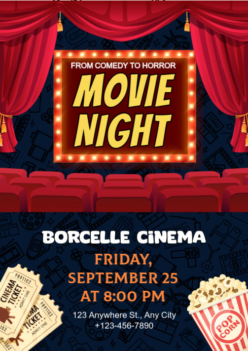 Maximalist Movie Night Club And Night Show A4 template