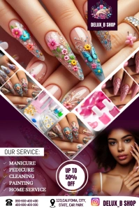 Maximalist Nails Salon Promotion Poster Cartaz template