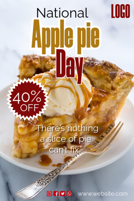 Pie Week Poster Maximalist National Apple Pie Day Poster Template | PosterMyWall