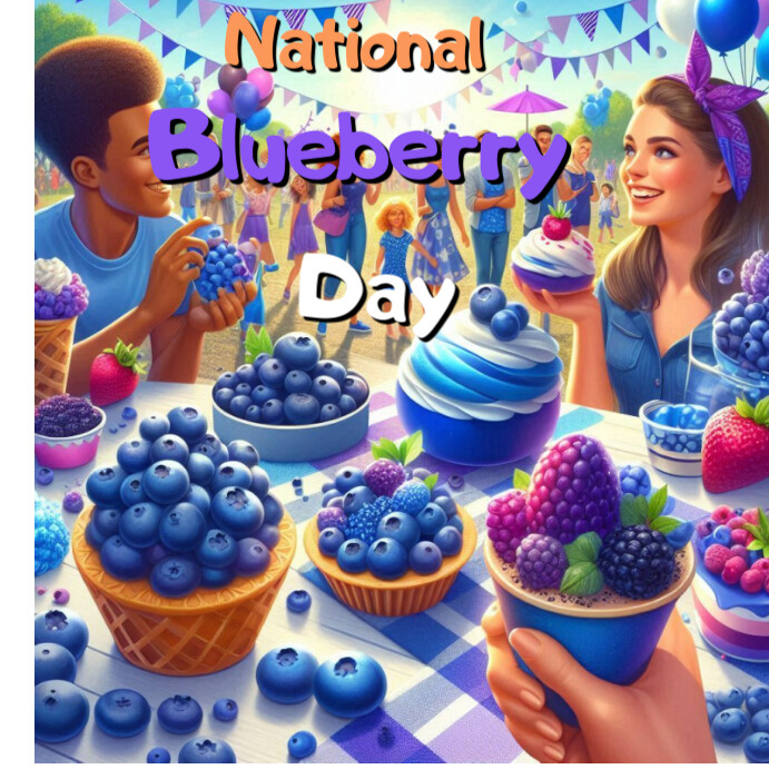 Maximalist National Blueberry Day  Instagram Post template