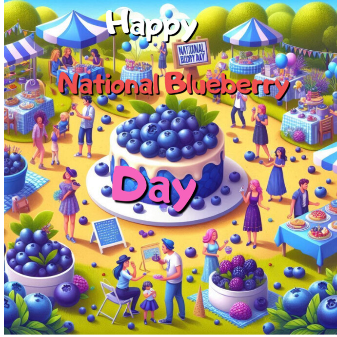 Maximalist National Blueberry Day  Instagram Post template