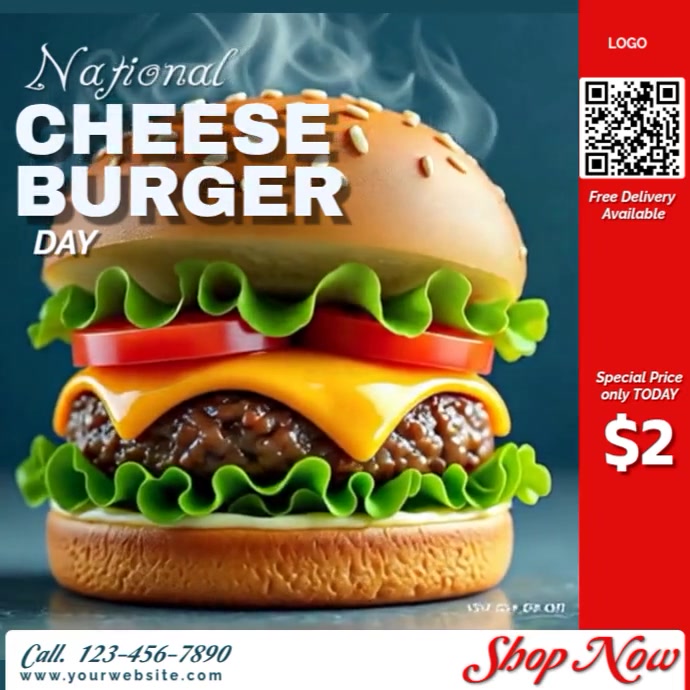 Maximalist National Cheeseburger Day Instagram Post Template | PosterMyWall