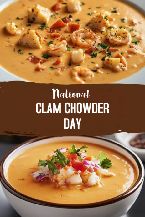 Maximalist National Clam Chowder Day 2025 Pinterest Graphic template