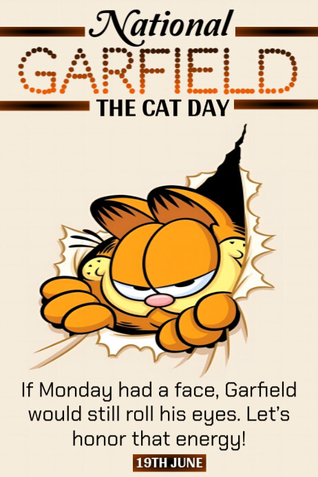 Garfield Math Poster Maximalist National Garfield Day Poster Template | PosterMyWall