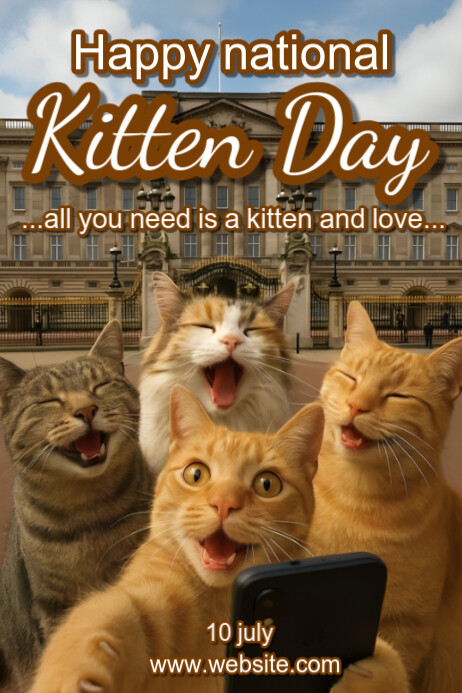Maximalist National Kitten Day Poster Plakat template