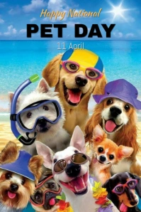 Maximalist National Pet Day Pinterest Graphic template