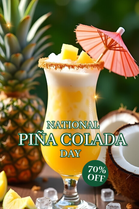 Plantilla de Maximalist National Piña Colada Day Poster | PosterMyWall