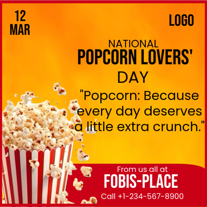 Maximalist National Popcorn Lovers' Day Instagram Post Template ...
